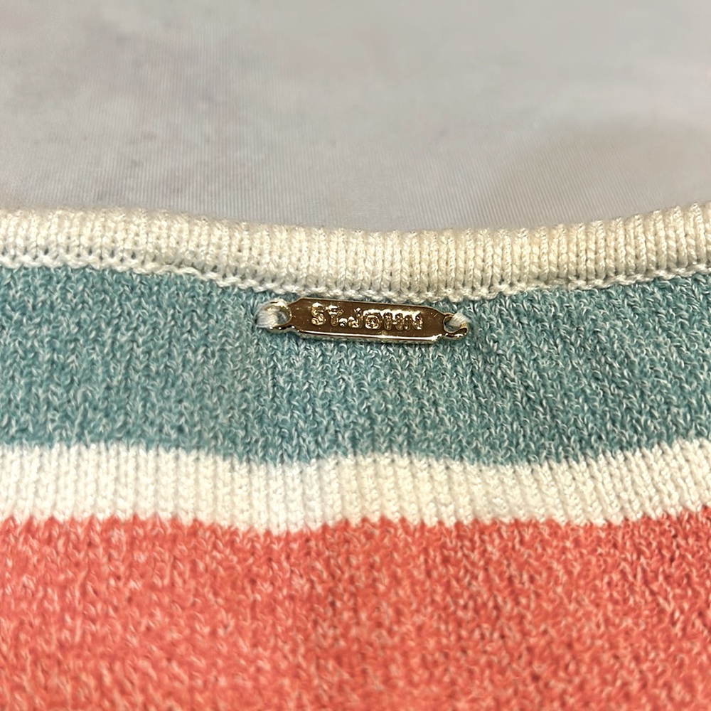 St. John Sport by Marie Gray knit sleeveless v neck striped sweater - Picture 5 of 7